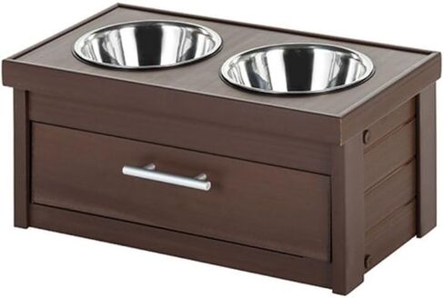 ECOFLEX Piedmont 2-Bowl Dog Diner مع درج تخزين - رمادي in Kuwait