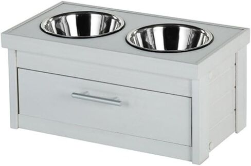 ECOFLEX Piedmont 2-Bowl Dog Diner مع درج تخزين - رمادي in Kuwait