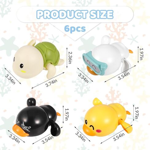 fuyamp 6 حزمة لعبة حمام، لطيف الحيوان عقارب الساعة حوض الاستحمام لعبة حمام السباحة، ألعاب حمام الطفل للأطفال الصغار 3 4، الأولاد الفتيات لعبة حمام الماء مجموعة in Kuwait