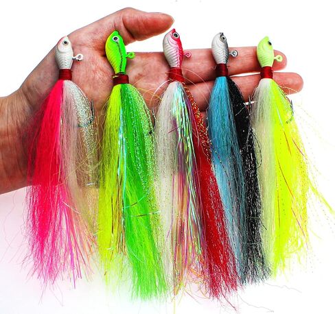 Fishing Jigs Kit Bucktail Jigs Hair Swimbait Heads Marabou Feather in Saudi Arabia