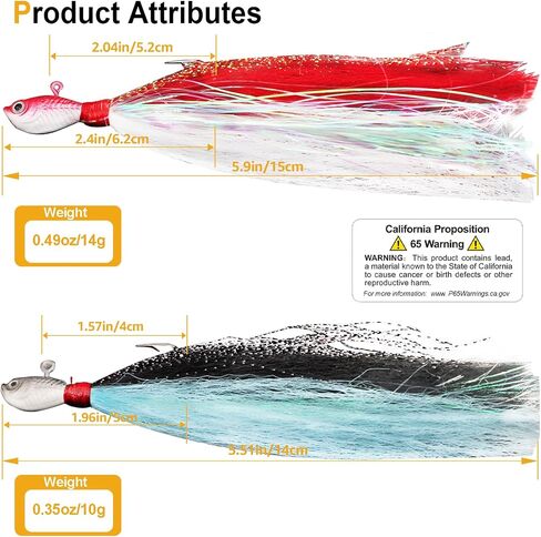 Fishing Jigs Kit Bucktail Jigs Hair Swimbait Heads Marabou Feather in Saudi Arabia