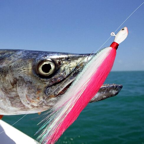 Fishing Jigs Kit Bucktail Jigs Hair Swimbait Heads Marabou Feather in Saudi Arabia