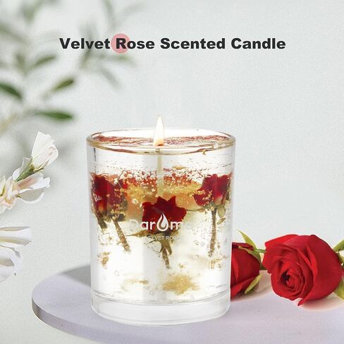 Aromatherapy Scented Candles, DAROMA Jar Jelly Candle with Organic Dried Flower, 100% Nature Coconut Wax and Essential Oil, Long Burning, Relaxing for Bath, Yoga,Holiday Gifts,Velvet Rose in Saudi Arabia