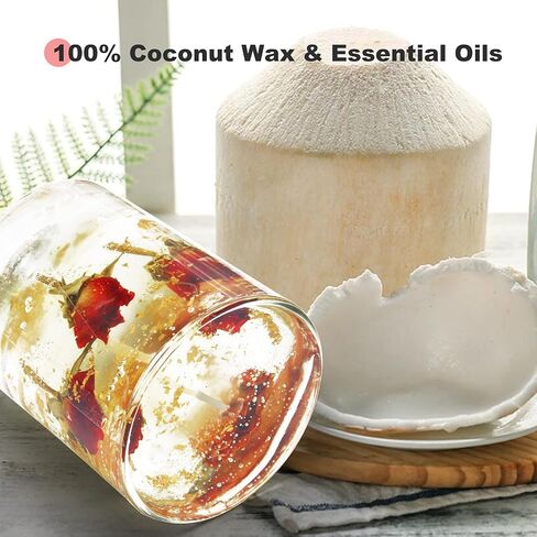 Aromatherapy Scented Candles, DAROMA Jar Jelly Candle with Organic Dried Flower, 100% Nature Coconut Wax and Essential Oil, Long Burning, Relaxing for Bath, Yoga,Holiday Gifts,Velvet Rose in Saudi Arabia