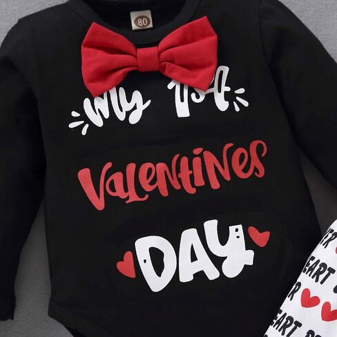 3Pcs Newborn Baby Boy Valentine's Day Outfit, Bowtie Romper Long Pants Hat Gentleman Clothes Set in Saudi Arabia
