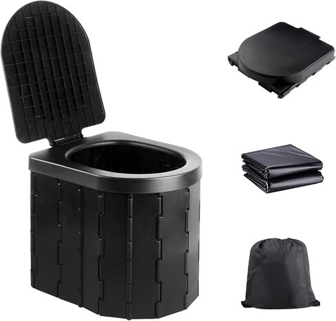 Portable Toilet for Camping with Lid, Portable Potty for Adults, Porta Potty Travel Toilet Commode Bucket Toilet for Camping, Car, Travel, Outdoor, Hiking, Backpack, Trips, Boat, Beach, Traffic Jam in Kuwait