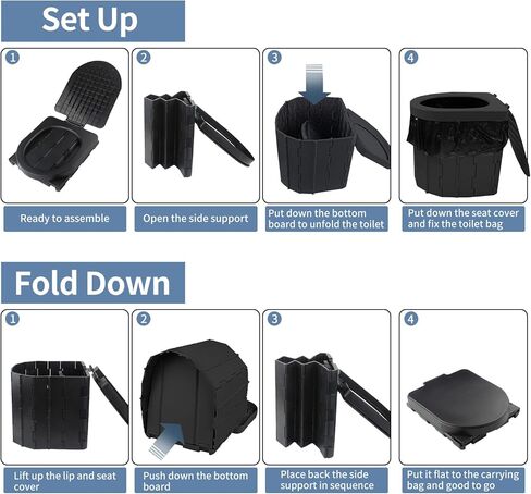 Portable Toilet for Camping with Lid, Portable Potty for Adults, Porta Potty Travel Toilet Commode Bucket Toilet for Camping, Car, Travel, Outdoor, Hiking, Backpack, Trips, Boat, Beach, Traffic Jam in Kuwait