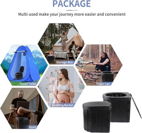 Portable Toilet for Camping with Lid, Portable Potty for Adults, Porta Potty Travel Toilet Commode Bucket Toilet for Camping, Car, Travel, Outdoor, Hiking, Backpack, Trips, Boat, Beach, Traffic Jam in Kuwait