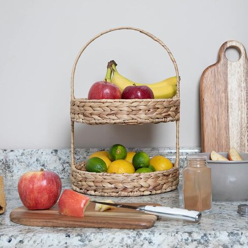 Household Essentials Water Hyacinth 2-Tier Tray, Natural in Saudi Arabia