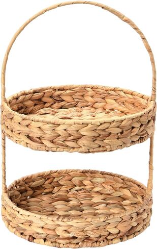 Household Essentials Water Hyacinth 2-Tier Tray, Natural in Saudi Arabia