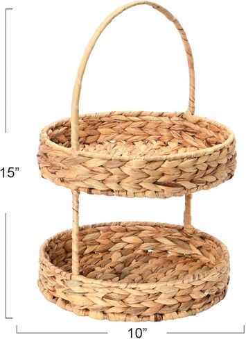 Household Essentials Water Hyacinth 2-Tier Tray, Natural in Saudi Arabia
