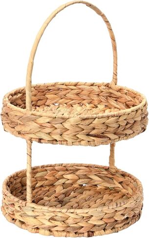 Household Essentials Water Hyacinth 2-Tier Tray, Natural in Saudi Arabia