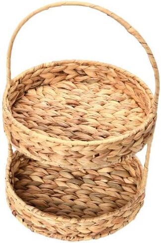 Household Essentials Water Hyacinth 2-Tier Tray, Natural in Saudi Arabia