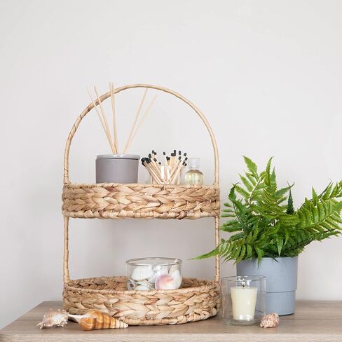 Household Essentials Water Hyacinth 2-Tier Tray, Natural in Saudi Arabia