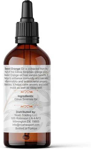 Noah Exclusive Essential Oil for Diffusers, Fragrance, Aromatherapy- 100% Pure & Natural - Premium Therapeutic Grade - Premium Glass Dropper - Net 4 fl. Oz (Sweet Orange) in Saudi Arabia