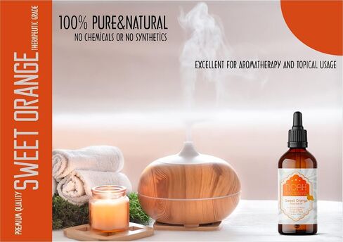 Noah Exclusive Essential Oil for Diffusers, Fragrance, Aromatherapy- 100% Pure & Natural - Premium Therapeutic Grade - Premium Glass Dropper - Net 4 fl. Oz (Sweet Orange) in Saudi Arabia