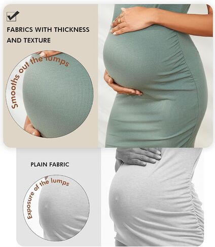 Glampunch Women’s Maternity Sleeveless Dress Rib Knit Bodycon Pregnancy Tank Dresses for Daily Wearing or Baby Shower in Saudi Arabia