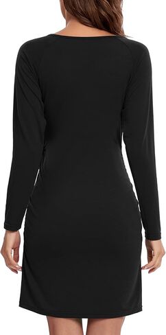 فستان الحمل من Ecavus فستان ملتف برقبة على شكل حرف V وأكمام طويلة وربطة عنق للرضاعة in Kuwait