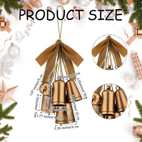 Tandefio 5 Pieces Vintage Christmas Cow Bells Rustic Christmas Decor Harmony Cow Bells Rustic Lucky Christmas Hanging Cone Bells for Christmas Indoor and Outdoor Decoration Supplies in Saudi Arabia