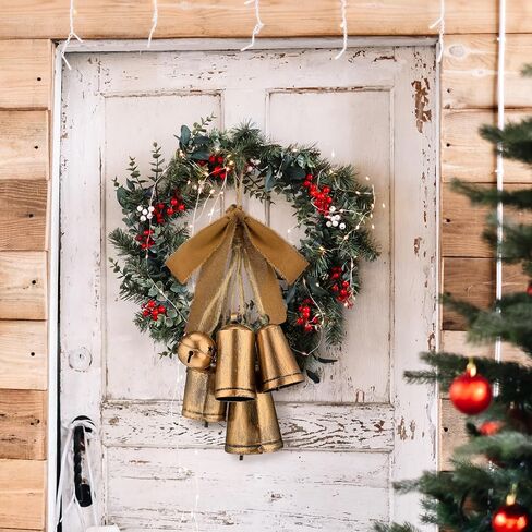 Tandefio 5 Pieces Vintage Christmas Cow Bells Rustic Christmas Decor Harmony Cow Bells Rustic Lucky Christmas Hanging Cone Bells for Christmas Indoor and Outdoor Decoration Supplies in Saudi Arabia