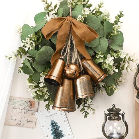 Tandefio 5 Pieces Vintage Christmas Cow Bells Rustic Christmas Decor Harmony Cow Bells Rustic Lucky Christmas Hanging Cone Bells for Christmas Indoor and Outdoor Decoration Supplies in Saudi Arabia