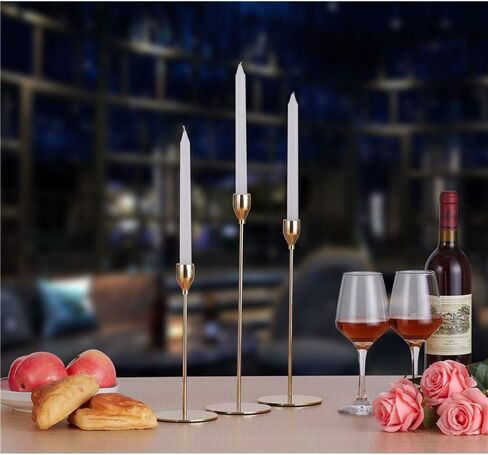 مجموعة من 3 حوامل شمعدان ذهبية، حامل شموع مزخرف لطاولة الزفاف/الطعام، حامل شموع ذهبي على ضوء الشموع، حامل شموع زينة (S+M+L) in Kuwait