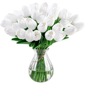 IVITA 10 Pcs Tulips Artifical Flowers Real Touch Faux Tulip Stems PU Tulip Bouquet for Home Office Easter Spring Wreath Wedding Centerpiece Floral Arrangement Cemetery Table Decor (Pink) in Kuwait