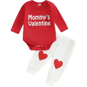 Eadrioss Newborn Baby Boy Valentines Outfit Mr. Steal Your Heart Crewneck Romper Bodysuit Onesie Jogger Pants in Kuwait