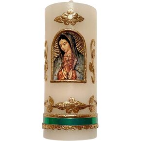 Small Our Lady of Guadalupe Made in Mexico Candle Cirio de la Virgen de Guadalupe Rezo Oración
