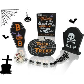 ديكورات XiA MiLL للهالوين، ديكورات منزلية للهالوين في الأماكن المغلقة، ديكور صينية متدرجة للهالوين، ديكور للهالوين، ديكور مركزي لسطح الطاولة، لافتات الهالوين لحفلة المنزل in Kuwait