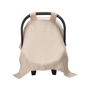 Meracorallo Muslin Baby Car Seat Cover, Lightweight Breathable Soft Infant Carrier Cover Carseat Canopy for Baby Boys and Girls, Beige in Kuwait