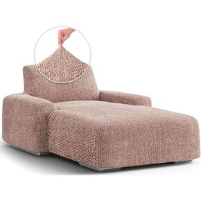 PAULATO BY GA.I.CO. Chaise Lounge Cover Lounge Chair Sofa Slipcover- Soft Polyester Fabric Slipcovers - 1-Piece Form Fit Stretch Furniture Slipcover - Velvet Collection - Black (Chaise Lounge)
