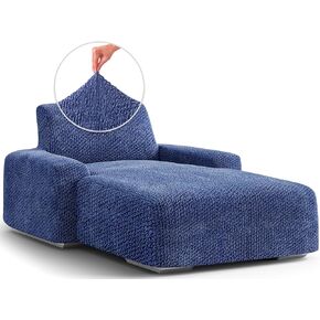 PAULATO BY GA.I.CO. Chaise Lounge Cover Lounge Chair Sofa Slipcover- Soft Polyester Fabric Slipcovers - 1-Piece Form Fit Stretch Furniture Slipcover - Velvet Collection - Black (Chaise Lounge) in Kuwait