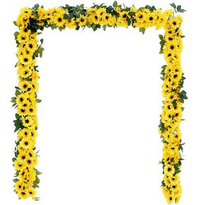Coferset 40pcs Fake Sunflower Heads with Stems, 4" Sunflower Artificial Flower Heads,Silk Sunflowers Heads for Party Baby Shower Wedding Decoration DIY Handicrafts Thanksgiving Decor (Yellow)