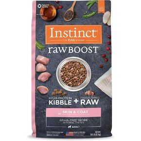 وصفة غريزة خام لتعزيز صحة الجلد والمعطف خالية من الحبوب مع طعام الكلاب الجاف الطبيعي والدجاج الحقيقي من Nature's Variety، حقيبة بوزن 18 رطل in Kuwait