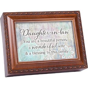 Cottage Garden Daughter in Law Beautiful Person Woodgrain Rope Trim Jewelry Music Box Plays Wonderful World in Saudi Arabia