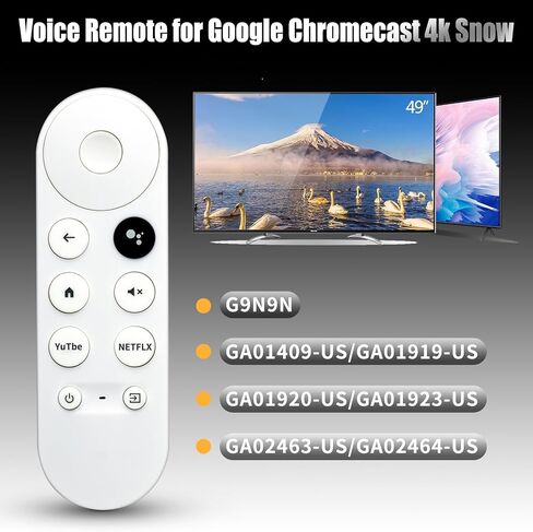 Replacement Voice Remote Control for Google Chromecast 4K Snow Snow Streaming Media Player (Remote Control Only) G9N9N GA01409-US GA01919-US GA01920-US GA01923-US (Remote Control Only) in Saudi Arabia