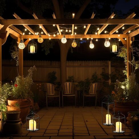 Zonon 6 Sets Farmhouse Candle Lantern, 19'' Outdoor Decorative Lantern with Flickering Timer Candle, LED Modern Flameless Lantern Black Hanging Lantern Decor for Home, Indoor, Tabletop, Garden, Patio in Saudi Arabia