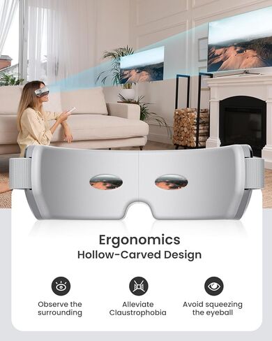 RENPHO Eyeris View - مدلك العين الممتد المطور للصداع النصفي، 5 أوضاع مع نافذة الرؤية، العناية بالعين لاسترخاء العينين، مدلك معبد ساخن لتقليل جفاف العيون، إجهاد العين، هدايا عيد الميلاد in Kuwait