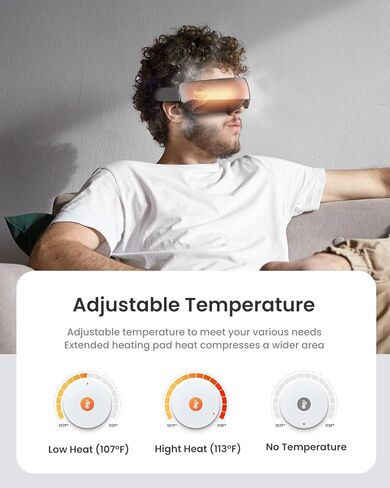 RENPHO Eyeris View - مدلك العين الممتد المطور للصداع النصفي، 5 أوضاع مع نافذة الرؤية، العناية بالعين لاسترخاء العينين، مدلك معبد ساخن لتقليل جفاف العيون، إجهاد العين، هدايا عيد الميلاد in Kuwait