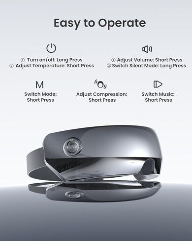 RENPHO Eyeris View - مدلك العين الممتد المطور للصداع النصفي، 5 أوضاع مع نافذة الرؤية، العناية بالعين لاسترخاء العينين، مدلك معبد ساخن لتقليل جفاف العيون، إجهاد العين، هدايا عيد الميلاد in Kuwait