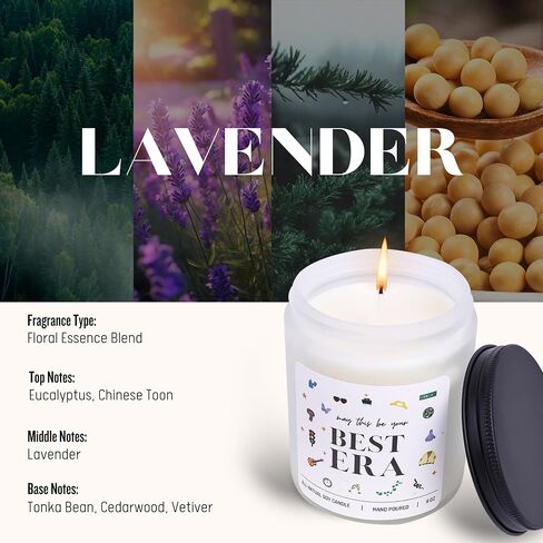 شمعة معطرة بعبارة May This Be Your Best Era من سينغر انسبايرد - شمعة لافندر الصويا الطبيعية - 9 اونصة، فكرة هدايا رائعة للكريسماس، هدية عيد ميلاد للمعجبين، هدايا ممتعة in Kuwait