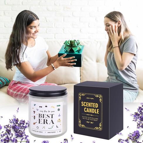 شمعة معطرة بعبارة May This Be Your Best Era من سينغر انسبايرد - شمعة لافندر الصويا الطبيعية - 9 اونصة، فكرة هدايا رائعة للكريسماس، هدية عيد ميلاد للمعجبين، هدايا ممتعة in Kuwait