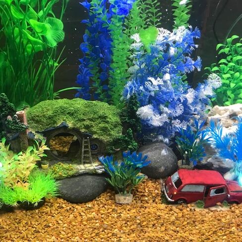 ديكورات قلعة الهوبيت لحوض السمك من SLOCME - زينة قلعة حوض الأسماك، ديكورات إخفاء أسماك البيتا in Kuwait