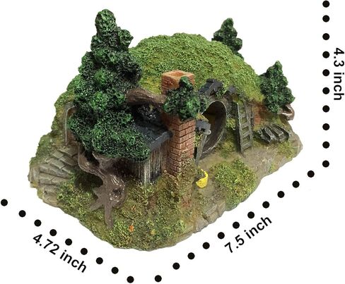 ديكورات قلعة الهوبيت لحوض السمك من SLOCME - زينة قلعة حوض الأسماك، ديكورات إخفاء أسماك البيتا in Kuwait