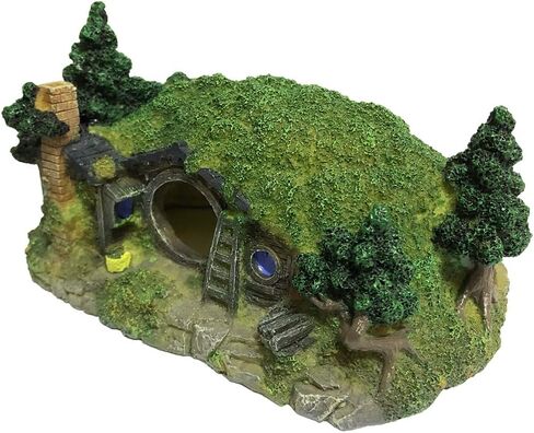 ديكورات قلعة الهوبيت لحوض السمك من SLOCME - زينة قلعة حوض الأسماك، ديكورات إخفاء أسماك البيتا in Kuwait