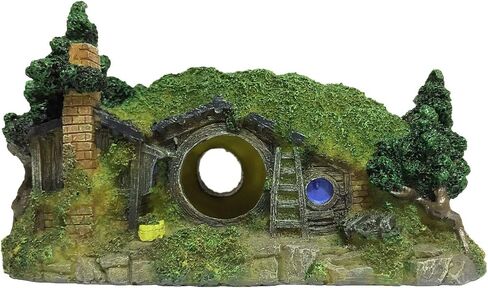 ديكورات قلعة الهوبيت لحوض السمك من SLOCME - زينة قلعة حوض الأسماك، ديكورات إخفاء أسماك البيتا in Kuwait