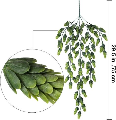 Supla 2 جهاز كمبيوتر شخصى من القفزات الاصطناعية زهرة كرمة إكليل النبات وهمية معلقة من قفزات الكرمة فو القفزات الصناعية المعلقة باللون الأخضر البلوري كل 29.5 بوصة للداخلية والخارجية والشرفة الأمامية زهرة ديكور الأزهار الخضراء in Kuwait