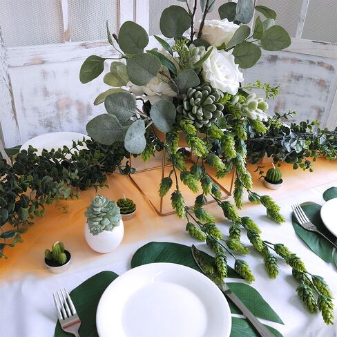 Supla 2 جهاز كمبيوتر شخصى من القفزات الاصطناعية زهرة كرمة إكليل النبات وهمية معلقة من قفزات الكرمة فو القفزات الصناعية المعلقة باللون الأخضر البلوري كل 29.5 بوصة للداخلية والخارجية والشرفة الأمامية زهرة ديكور الأزهار الخضراء in Kuwait