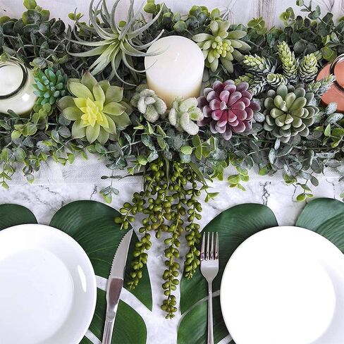 سوبلا مجموعة من 14 نباتات عصارية صناعية غير محفوظة في اصيص من اللؤلؤ، سيقان ايشيفيريا، نباتات عصارية باللون الاخضر المتدفق في انواع مختلفة باحجام مختلفة لترتيب الزهور in Kuwait